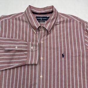 Vintage Ralph Lauren Mens Custom Fit Long Sleeve XXL Button Down Pink Preppy